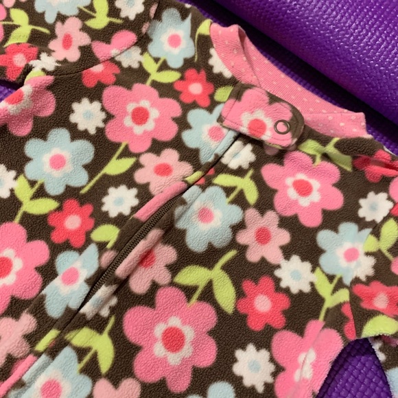 Floral Baby Girl Fleece Sleeper - Picture 2 of 4